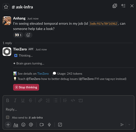 TierZero AI helpdesk screenshot